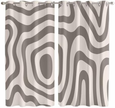 Abstract Stripes Window Curtains 84 Inch Length 2 Panels Set, Modern
