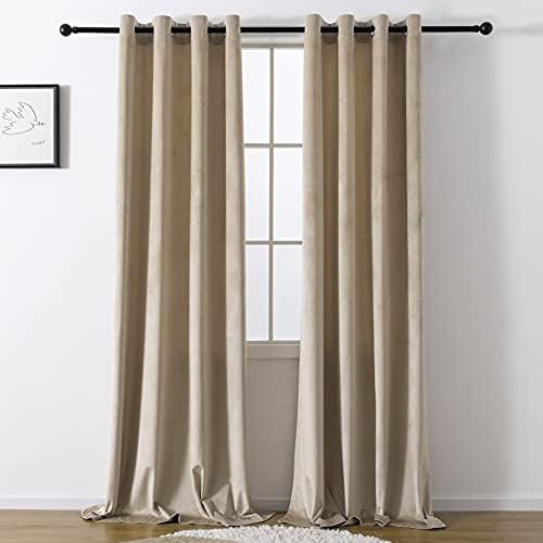 VANASEE Velvet Curtains 2 Panels 120 inches Long - Room Darkening