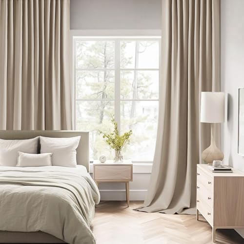 MIULEE Taupe Back Tab Blackout Curtains 52x96 Inch Long 2 Panels Set