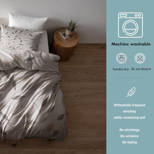 Boho Leaf Duvet Cover Full Size, Modern Simple Reversible Design