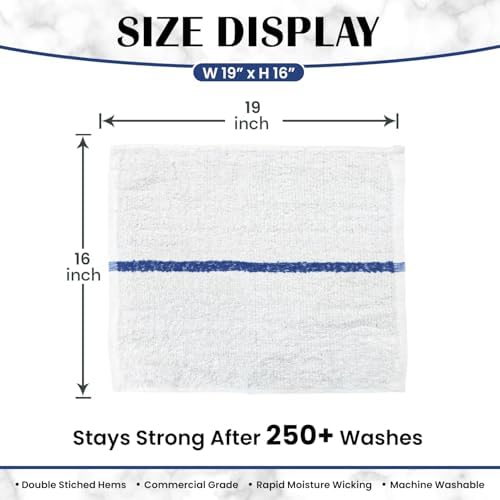 Bar Mops Blue Stripe Pack of 60 Kitchen Towels 16x19 Multi-Purpose for