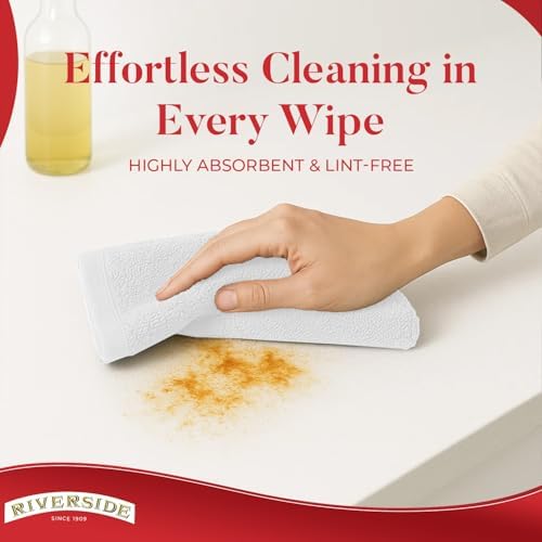 RIVERSIDE 12 Pack Kitchen Bar Mop Towels, 16x19 Inches, 100% Cotton