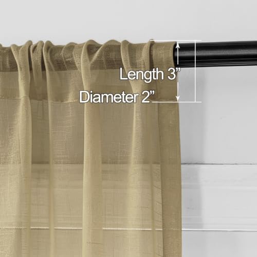 Tan Curtains Sheer 96 Inches Long Thin Textured Transparent Drapes