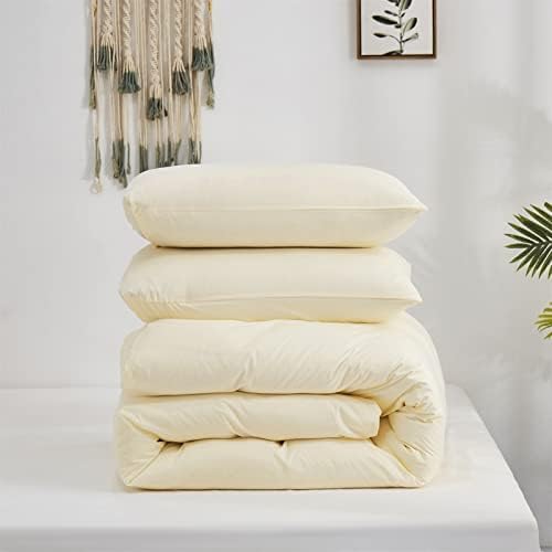 Luxlovery Ivory White Comforter Set California King Cream White