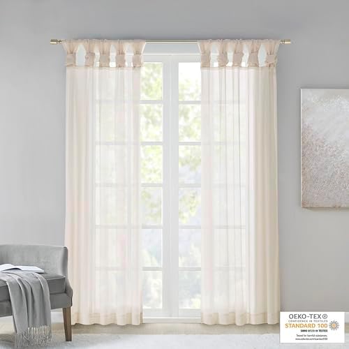 Madison Park DIY Twisted Tab Voile Sheer Curtain, 2-PK 50x84 Ivory