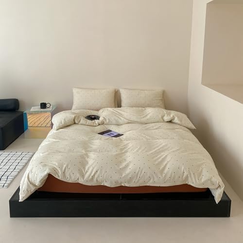 Polka Dot Duvet Cover Queen Size, 3 Piece 100% Cotton Jersey Knit