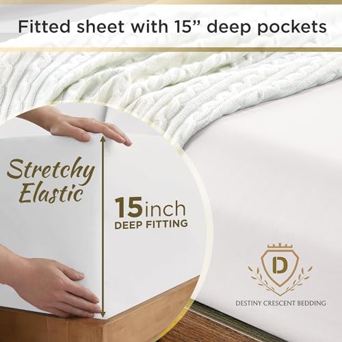 Twin XL Cotton Knit Jersey Fitted Sheets, 2-Pack, 15" Deep Pocket