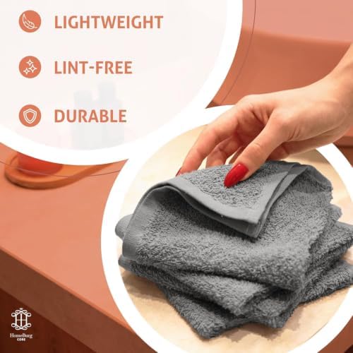 CORE 10-Piece Cotton Washcloths for Bathroom and Kitchen | Value Pack