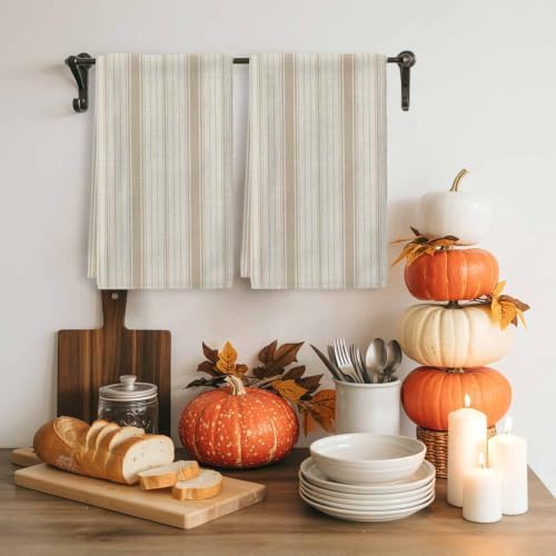 Beige Striped Kitchen Towels, 3 Pack Dish Towels for Kitchen, Modern