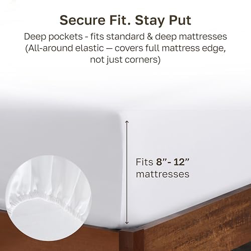 Soft Natural 100% Cotton Sateen Extra Long Twin Fitted Sheets, Bright