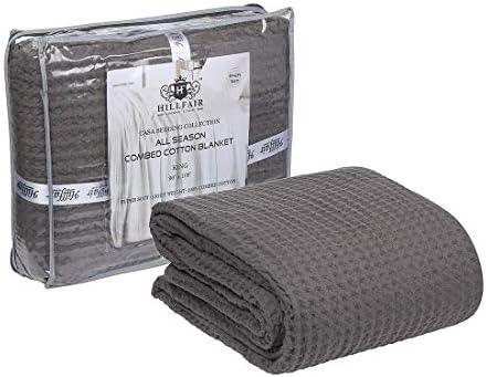 HILLFAIR 100% Combed Cotton Blanket– King Size Bed Blankets– Warm Soft