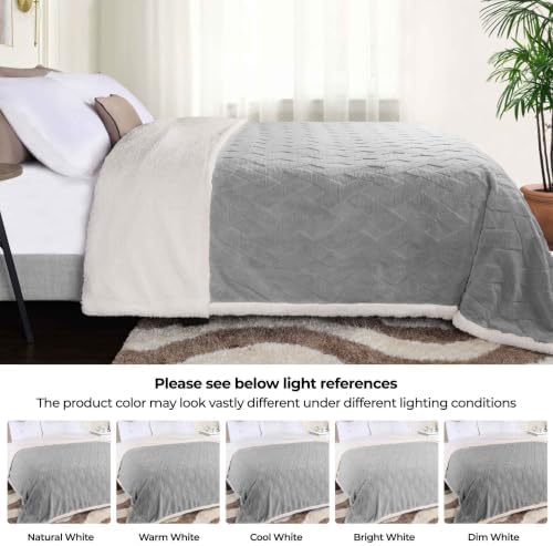 SUPERIOR Fleece Reversible Lattice Blanket, Decorative Blankets for
