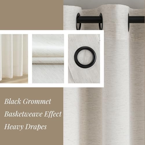 Off White Curtains Black Grommets Sheers Curtains 84 Inches Long for
