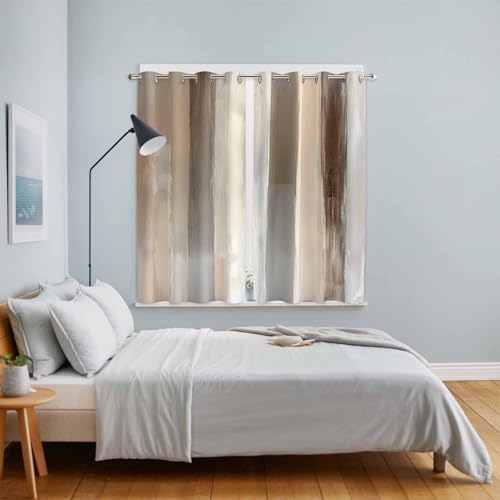Curtains 84 Inches Long 2 Panels, Brown Grey Grommets Window Treatment