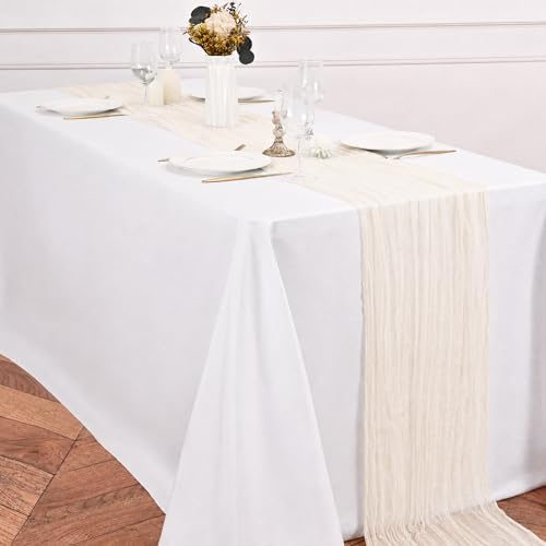 12 Pack Ivory White Table Runner 10Ft Cheesecloth Table Runner Rustic