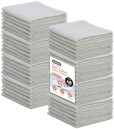 Superio Cotton Terry Washcloths Grey Towels 100% Cotton Cleaning Cloth