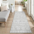 Lahome Farmhouse Grey Hallway Runner Rug, Low-Pile Washable 2x6