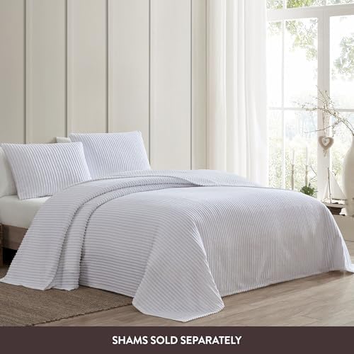 Beatrice Home Fashions King Channel Chenille Bedspread, White