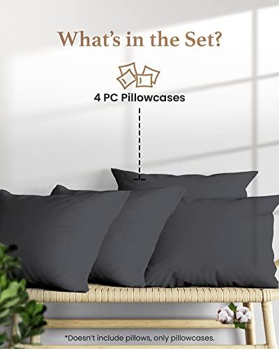 1000 TC Standard Pillowcases Set of 4 100% Egyptian Cotton Pillow