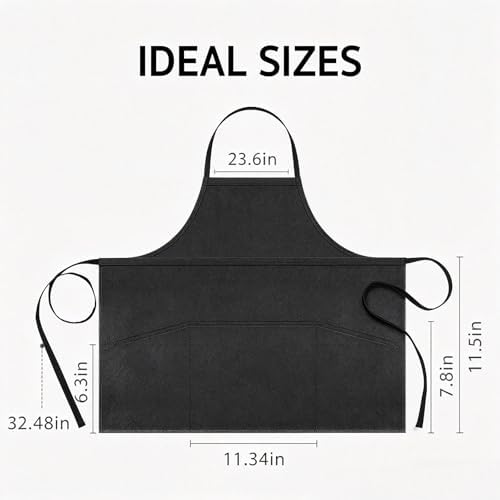 12 Apron Waiter Apron Waist Apron 3 Pocket Black Waiter Apron Half