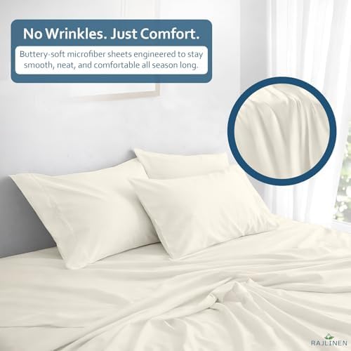Rajlinen Full Sheet Set Microfiber Bed Sheets, Ultra Soft Hotel Luxury
