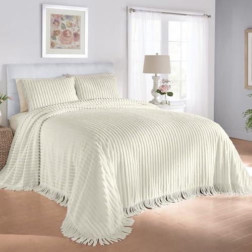 BrylaneHome Chenille 100% Cotton Bedspread