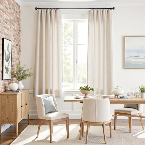 jinchan Linen Curtains Light Filtering Back Tab 50x72 Inch 2 Panels