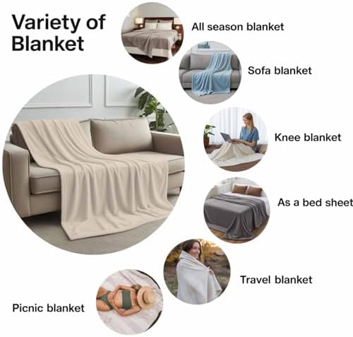 Grey Pure Color Flannel Fleece Throw Blanket for Couch Chair Sofa Bed