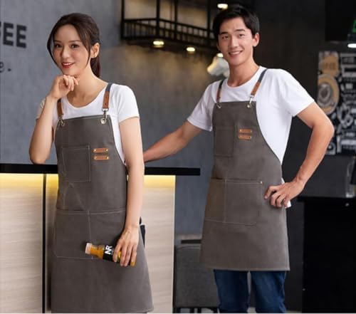 Chef Apron Cotton Canvas Apron. Cross Back Apron for Men Women with
