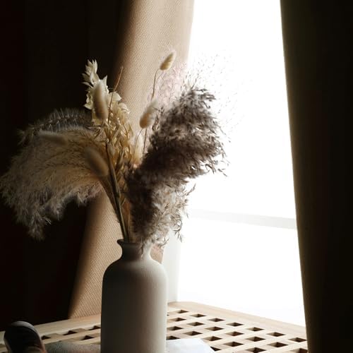 L.Z.E Beige 100% Blackout Curtains 84 Inches Long for Bedroom Living