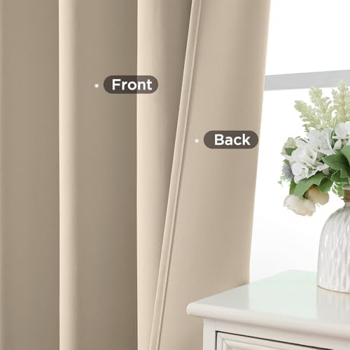 CUCRAF Light Beige Blackout Curtains 108 inch Length 2 Panels Set, Rod