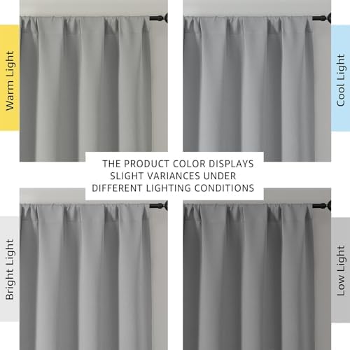 OWENIE Sally Light Grey Blackout Curtains for Bedroom 63 Inch Length 2