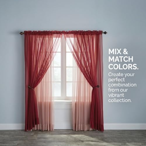 BrylaneHome Bh Studio Sheer Voile Rod-Pocket Panels, Set of 2