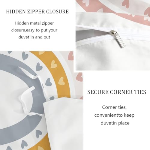 King Duvet Cover Set Soft Microfiber Nordic Countries Rainbow