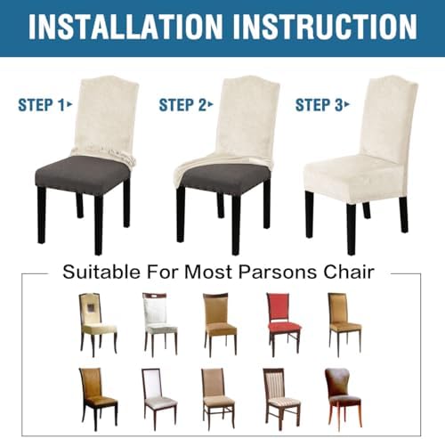 H.VERSAILTEX Velvet Dining Chair Covers Stretch Chair Covers for