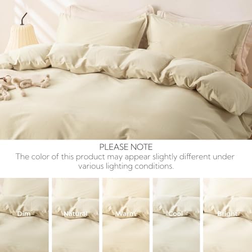 OAITE Duvet Cover Set 100% Washed Cotton Solid 3pcs