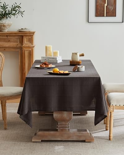 ZeeMart Linen Checked Square Table Cloth 60x60 Inch Charcoal