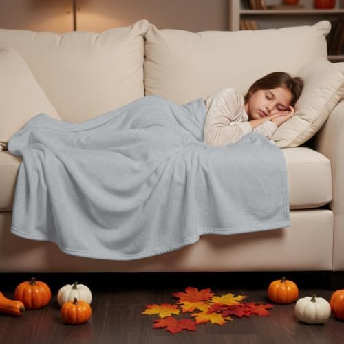 Silver Gray Ultra Soft Flannel Fleece Bed Blanket Boho Light Gray