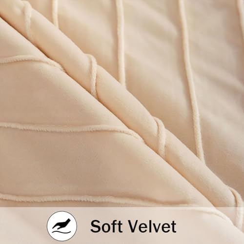 Velvet Throw Pillow Covers 20x20 inch Pack of 2 Gold Decor Cream