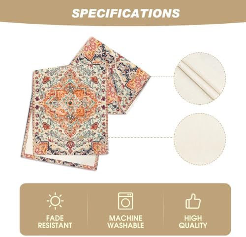 Artoid Mode Boho Bohemia Style Orange Table Runner, Country Rustic