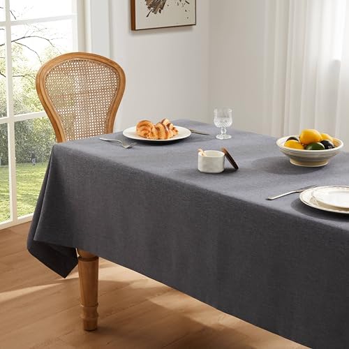 ZeeMart Linen Textured Rectangle Table Cloth, 60x120 Inch Charcoal