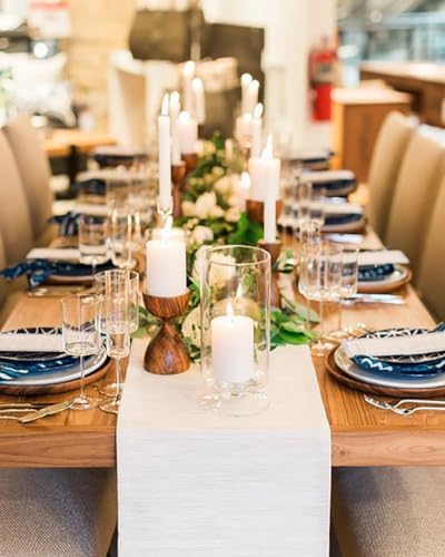 White Table Runners 2 Packs 13x108 Inch Burlap Linen Boho Table Runner