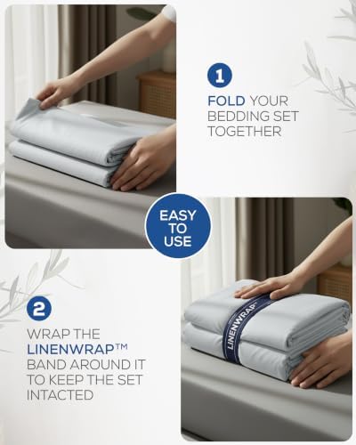 Luxury T1500 King Sheet Set with LinenWrap 4 Piece Soft Sheets-Light