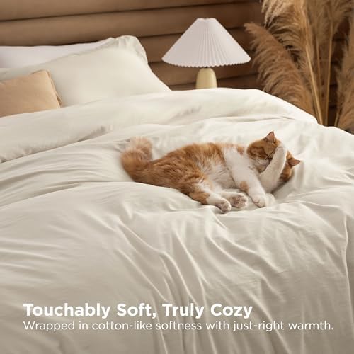 Bedsure Beige King Size Comforter Set 4 Pieces Prewashed Soft Bedding