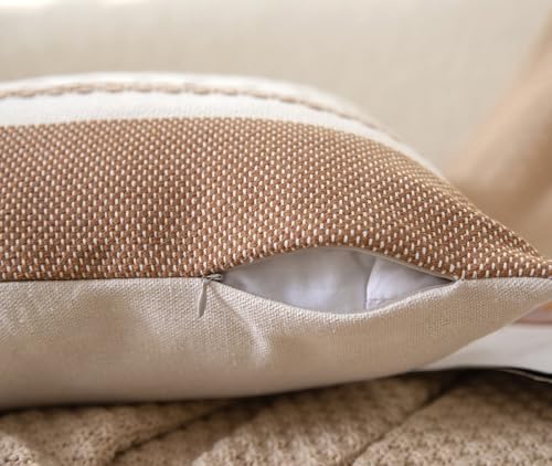 Cethom Boho Throw Pillow Covers 20x20 Inch Set of 2, Brown Textured