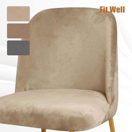 Gollense Curved Back Chair Covers for Dining Room, Velvet Stretch Mid