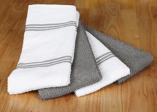 AMOUR INFINI Bundle Pack of 4 Terry Dish Towels + 8 Dish Cloths Highly