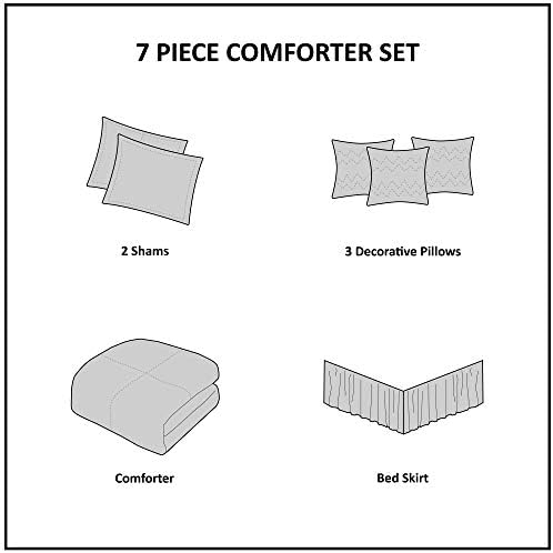 Madison Park Casual Blocks Suede Comforter Set, 7PC King Bedding Set