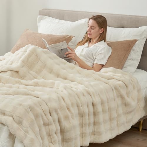 Cozy Bliss Fluffy Faux Fur Blanket King Size for Bed, Fuzzy Soft