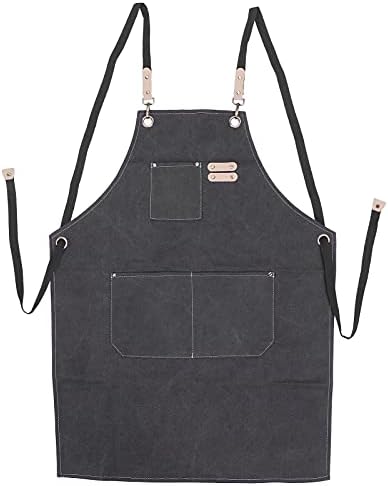 Brrnoo Canvas Apron Cotton Canvas Apron Back Adjustable Cross Back